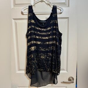 NWT Lane Bryant Black and Gold Glitter Tank Top